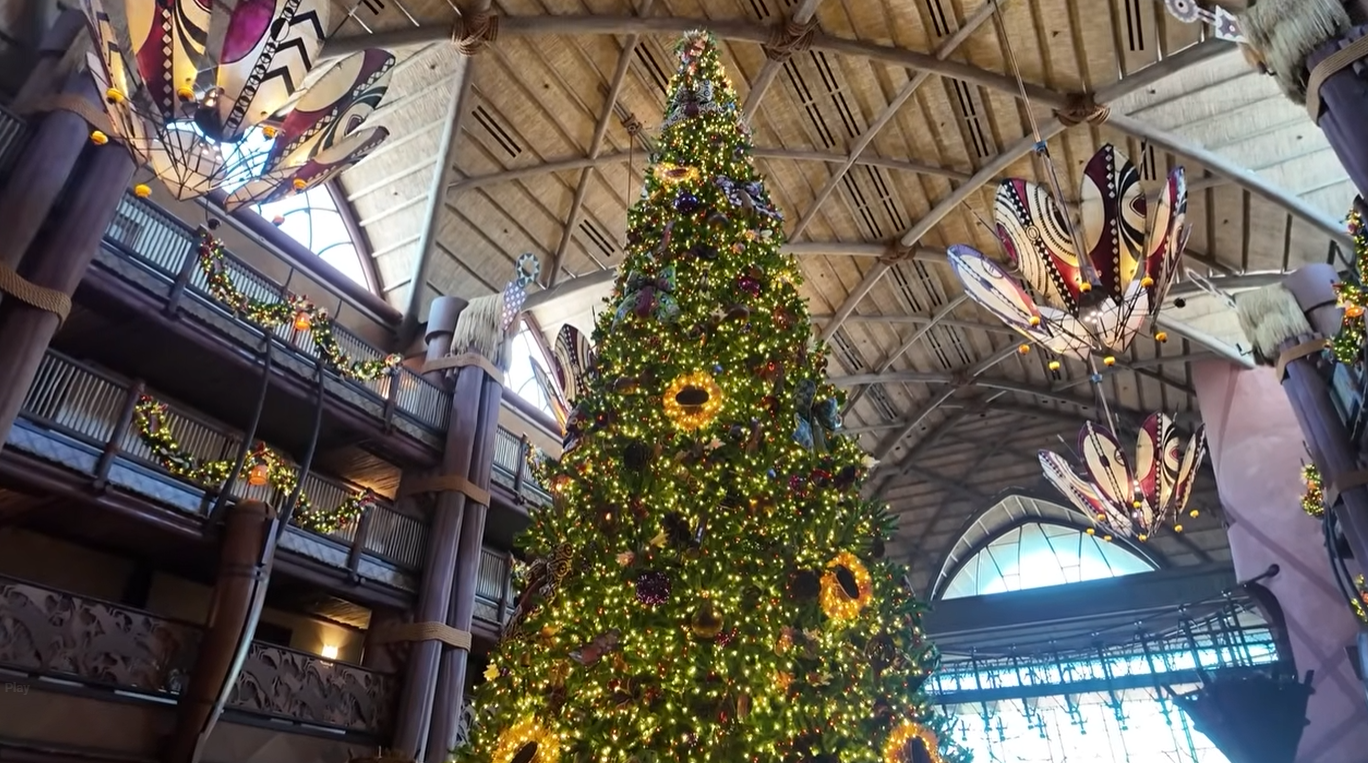 massive "showstopper" holiday tree at Disney’s Animal Kingdom Lodge